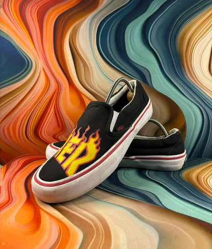 Vans Classic Black Flame Print