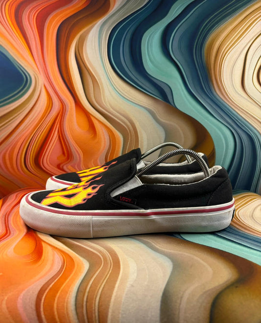 Vans Classic Black Flame Print